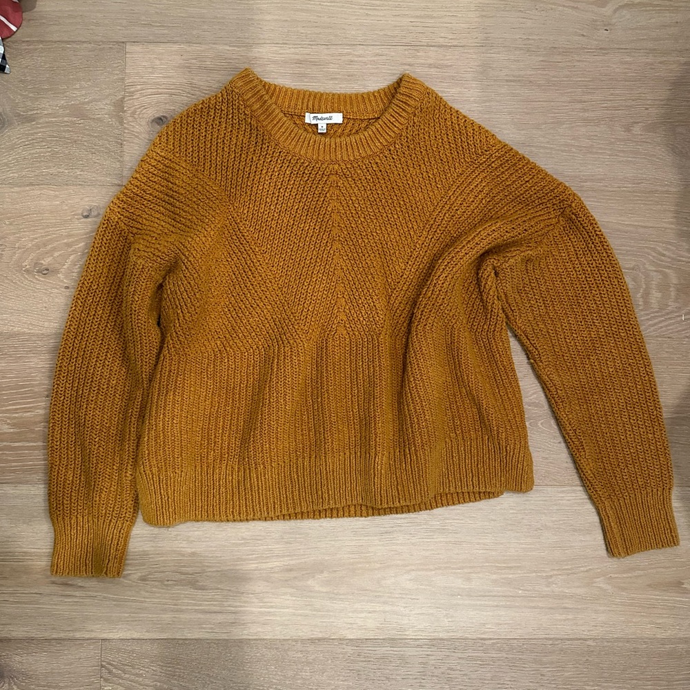 Madewell mustard cable knit sweater
